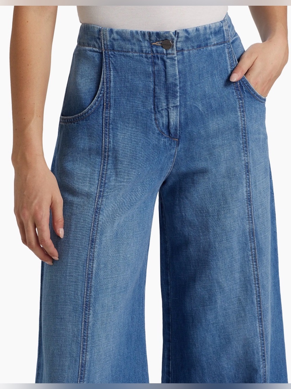 TWP Dancing In The Dark Wide-Leg Cotton Linen Jeans Vintage Wash Size 30 - Picture 6 of 16